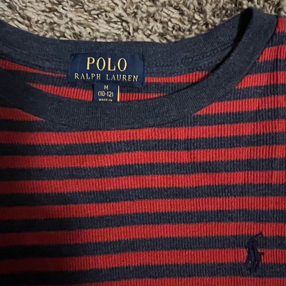 EUC Boys Navy and Red Soft Long Sleeve Polo Shirt - Picture 2 of 2